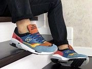 Мужские кроссовки синие с коричневым 9118 Мелитополь