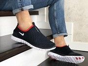 Мужские кроссовки темно синие с белым и красным Free Run 9201 Мелитополь