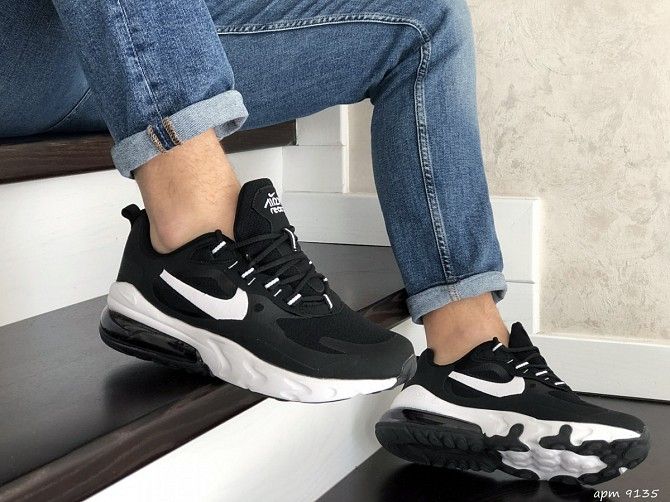 Мужские кроссовки черные с белым Air Max 270 React 9135 Мелитополь - изображение 1