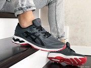 Мужские кроссовки темно серые с белым и красным Gel-Kayano 25 9262 Мелитополь