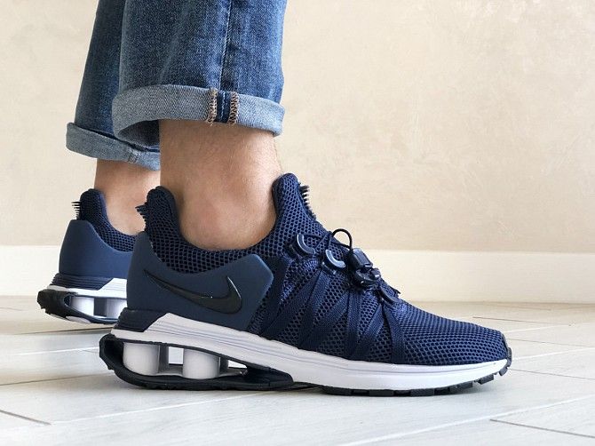 Мужские кроссовки темно синие с белым Shox Gravity 9296 Мелитополь - изображение 1