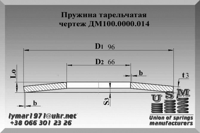 Пружина тарельчатая чертеж ДМ100.0000.014 Полтава - изображение 1