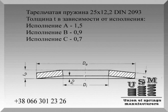Тарельчатая пружина, шайба, тарелка 25х12,2 DIN 2093 Полтава - изображение 1
