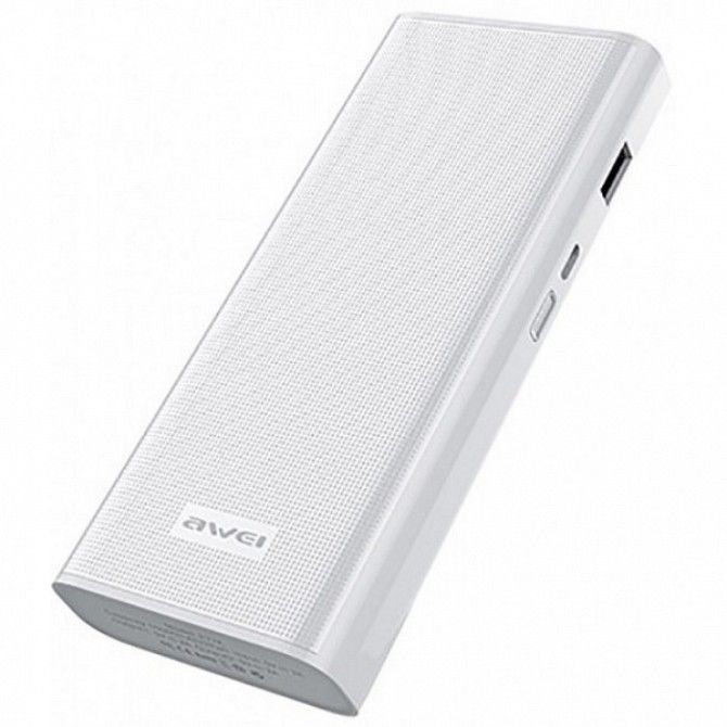 Внешний аккумулятор Power bank AWEI P77K 12000 Mah батарея зарядка Белый Київ - изображение 1