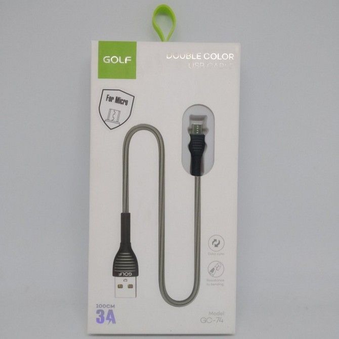 Шнур для зарядки Micro USB - USB GOLF GC-74 кабель Чёрный Київ - изображение 1