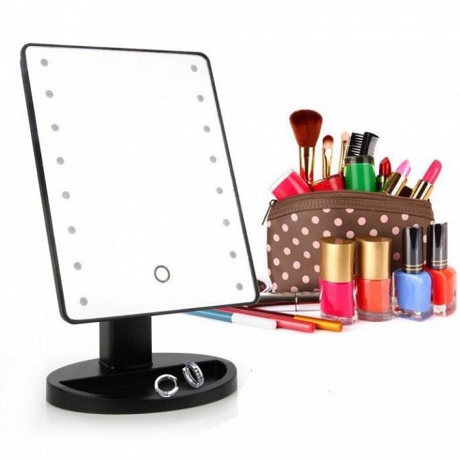 Зеркало для макияжа с LED подсветкой Large Led Mirror 16 LED Чёрный Кривой Рог - изображение 1