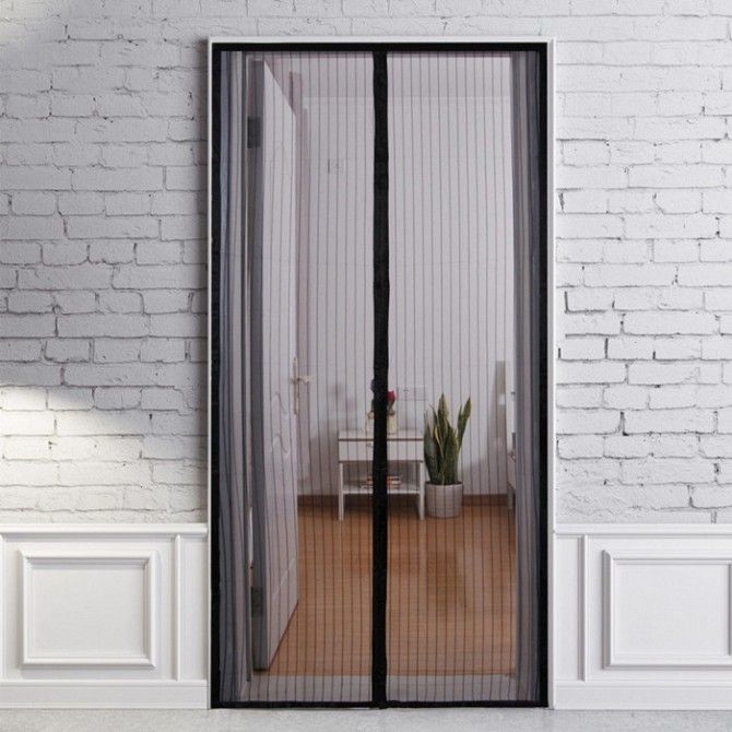 Анти москитная сетка штора на магнитах Magic Mesh 100*210 см Чёрная Кривой Рог - изображение 1