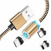 Магнитный кабель 3в1 для зарядки micro USB | Lightning | USB type C Magnetic USB Cable в оплётке ЗОЛ Киев