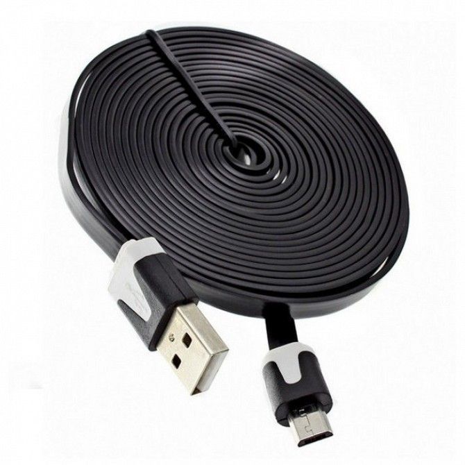 Кабель, шнур USB-MICRO USB плоский провод 3 метра Киев - изображение 1