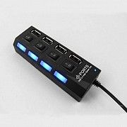 Концентратор USB HUB хаб HI-SPEED на 4 порта с подсветкой Чёрный Киев