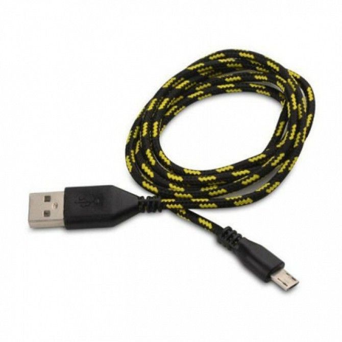 Кабель шнур USB-MICRO USB провод 1 метр в обмотке усиленный Киев - изображение 1