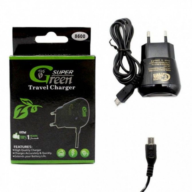 Универсальное Сетевое Зарядное устройство Super Green Micro USB Чёрный Киев - изображение 1