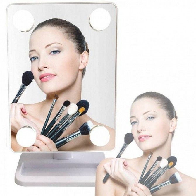 Зеркало для макияжа с LED подсветкой Large Led 360 Mirror 4 LED Белый Киев - изображение 1