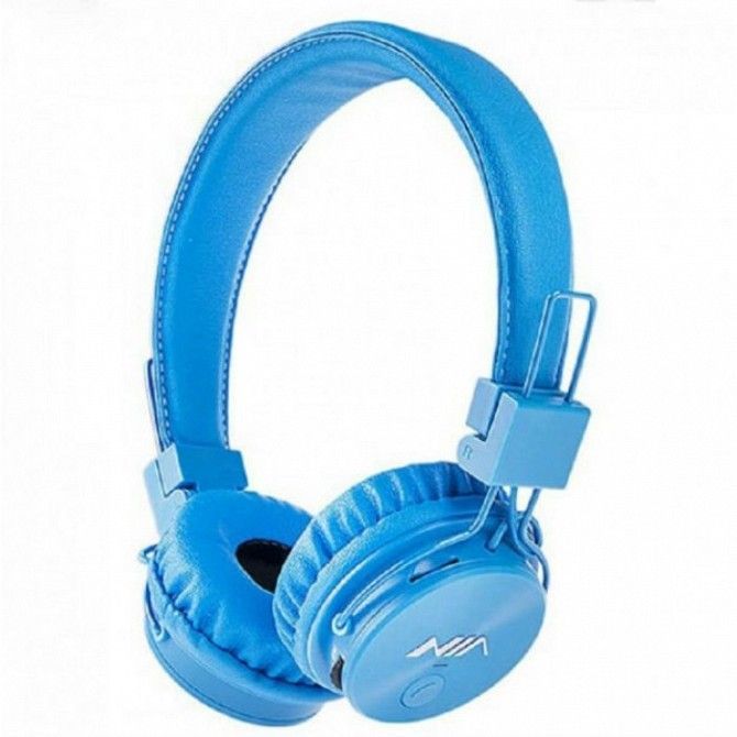 Беспроводные Bluetooth Наушники с MP3 плеером NIA-X3 Радио блютуз Синие Киев - изображение 1
