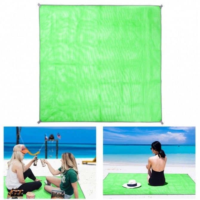 Коврик-подстилка для пикника или моря анти-песок Sand Free Mat 200x200 мм Зелёный Киев - изображение 1