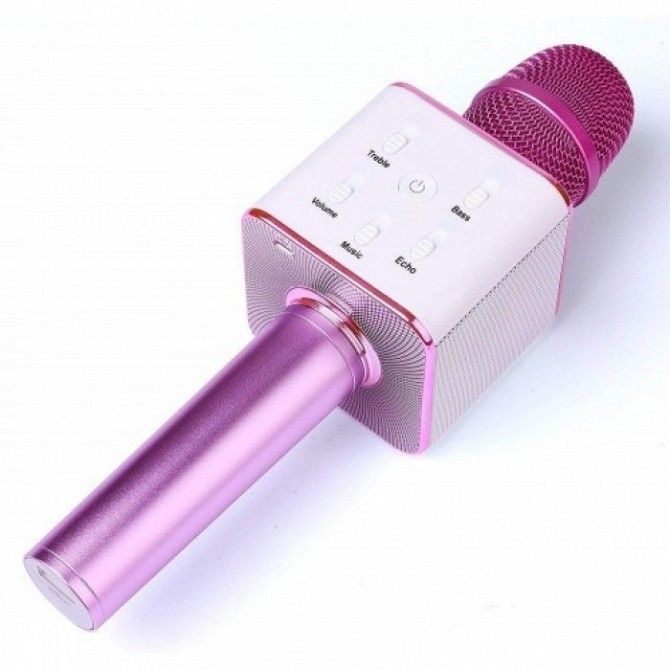 Беспроводной микрофон караоке блютуз Q7 Bluetooth динамик USB ФИОЛЕТОВЫЙ В ЧЕХЛЕ Киев - изображение 1