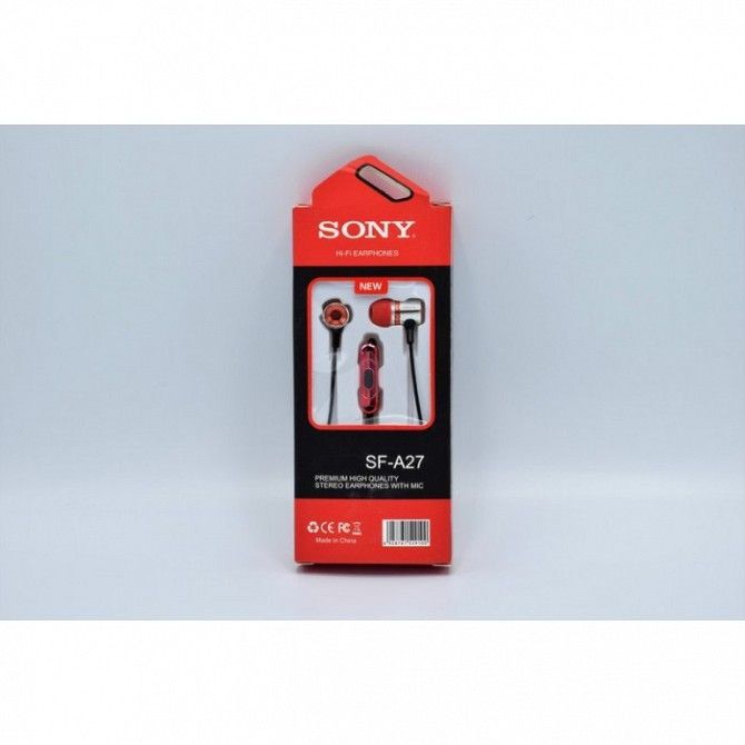 Вакуумные внутриканальные наушники SONY SF-A27 Bass с микрофоном Красные Київ - изображение 1
