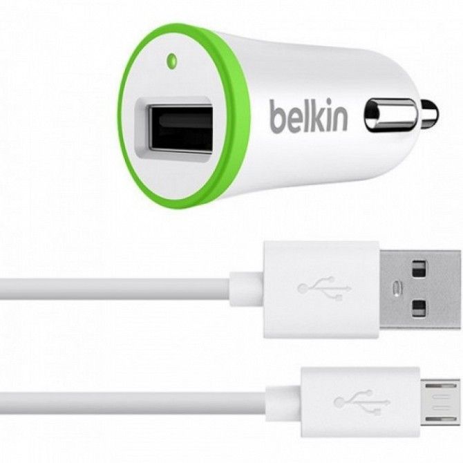 Автомобильное зарядное устройство Belkin F8J051 USB Micro USB 12V - 2.1А белый Киев - изображение 1