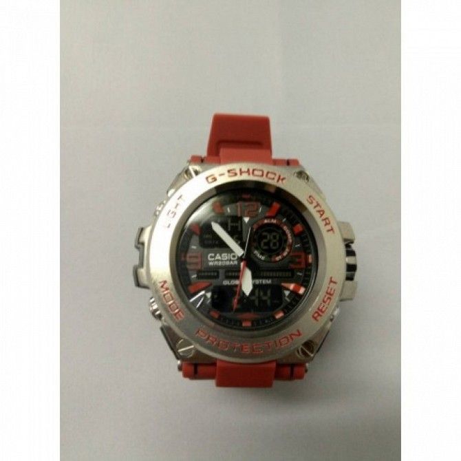 Кварцевые спортивные Наручные Часы G-Shock 3 protection Серые с красным ремешком Киев - изображение 1
