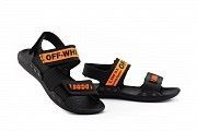 Детские босоножки кожаные летние черные-оранжевые CrosSAV Boy 222 Orange Мелитополь