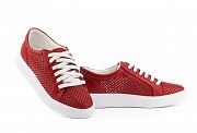 Женские кеды кожаные летние красные Yuves 591 Red Перфорация Мелитополь
