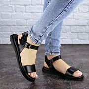 Женские босоножки кожаные черные Pansy 1858 Мелитополь