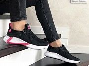 Женские кроссовки черные с белым и розовым 9359 Мелитополь