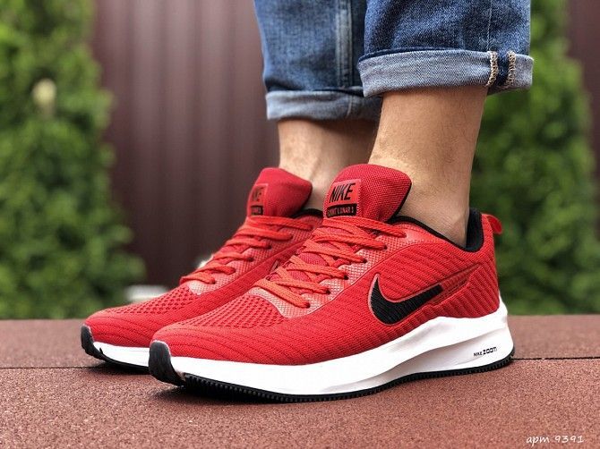 Мужские кроссовки красные с белым Flyknit Lunar 9391 Мелитополь - изображение 1