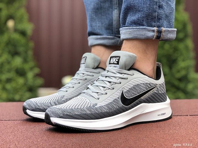 Мужские кроссовки светло серые с белым Flyknit Lunar 9388 Мелитополь - изображение 1