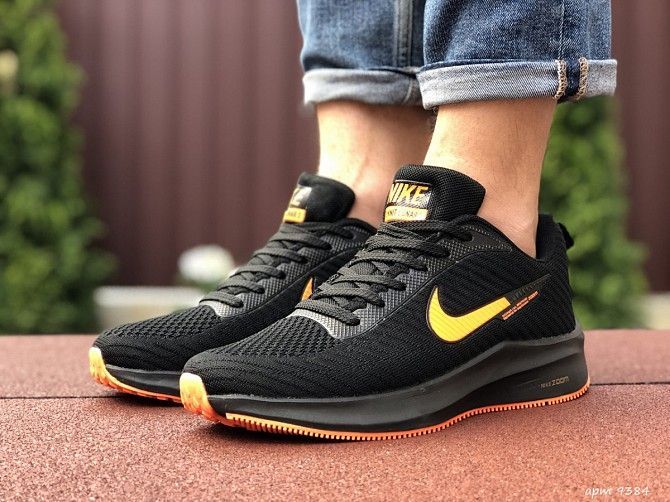 Мужские кроссовки черные с оранжевым Flyknit Lunar 9384 Мелитополь - изображение 1