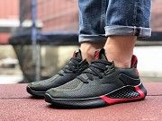 Мужские кроссовки черные с темно зеленым и красным 9347 Мелитополь