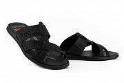 Мужские шлепанцы кожаные летние черные Anser Crossfit R33 Black Мелитополь