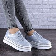 Женские голубые кожаные кроссовки Erly 1709 (36 размер) Мелитополь