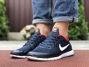 Мужские кроссовки темно синие с белым и красным Run 9535 Мелитополь