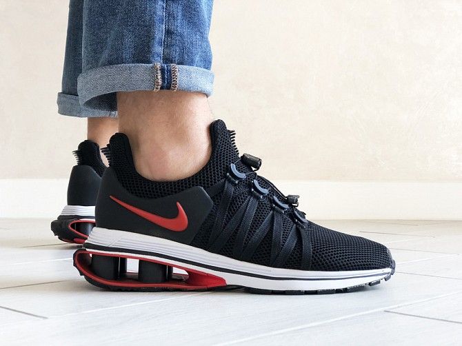 Мужские кроссовки черные с белым и красным Shox Gravity 9299 Мелитополь - изображение 1