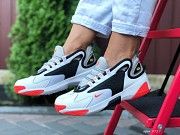 Женские кроссовки белые с черным и оранжевым 9727 Мелитополь