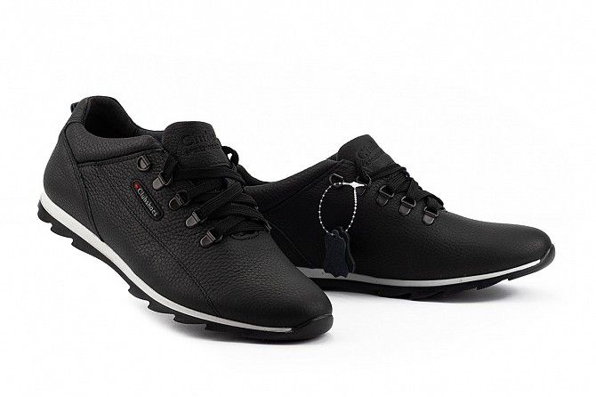 Мужские кроссовки кожаные весна/осень черные Clubshoes К1 Мелитополь - изображение 1