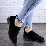 Туфли женские черные на шнурках Alaska 2083 (36 размер) Мелитополь