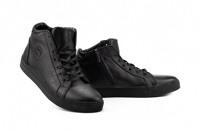 Мужские ботинки кожаные весна/осень черные Multi-shoes дол-г Мелитополь - изображение 1