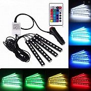 12 Led Rgb Подсветка салона светодиодная с пультом и микрофоном реагирует на звук 16 цветов SKL11-26 Киев