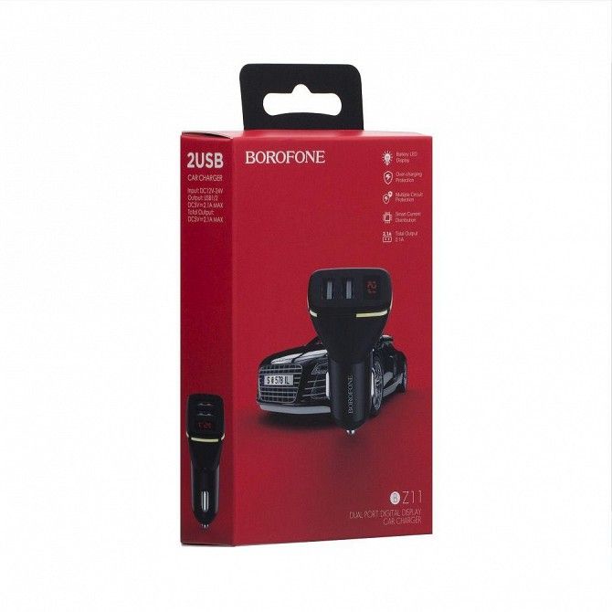 Авто зарядное устройство Borofone BZ11 Digital Display 2USB 2.1A SKL11-229254 Киев - изображение 1