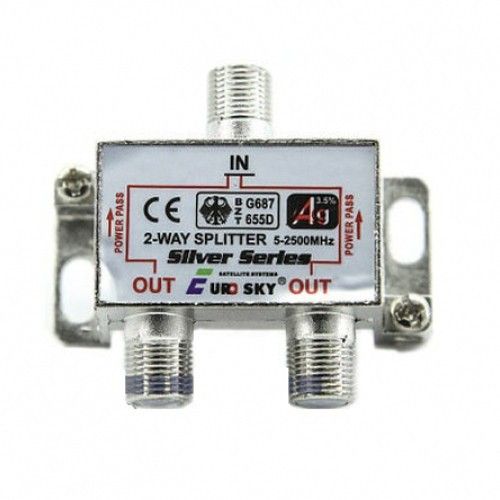 Разветвитель Eurosky Splitter 2-WAY 5-2500MHZ с проходом питания, корпус металлический SKL31-150776 Киев - изображение 1
