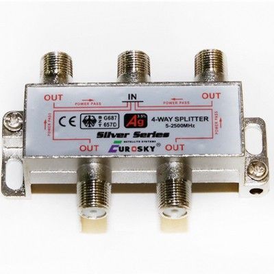 Разветвитель Eurosky Splitter 4-WAY 5-2500MHZ с проходом питания, корпус металлический SKL31-150779 Киев - изображение 1