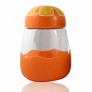 Кружка из стекла в силиконвой защите с крышкой Fruits апельсин SKL11-203630 Киев