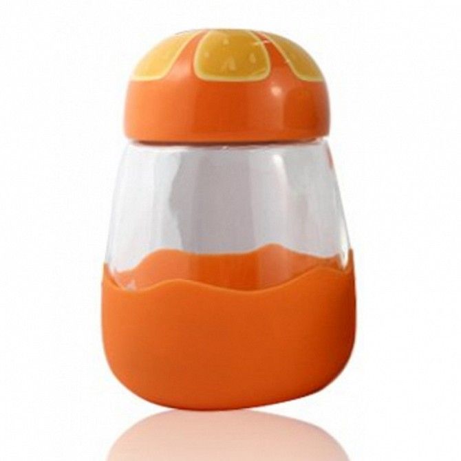 Кружка из стекла в силиконвой защите с крышкой Fruits апельсин SKL11-203630 Київ - изображение 1
