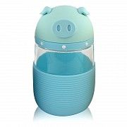 Кружка из стекла в силиконовой защите с крышкой и ремешком Piggy голубая SKL11-203686 Киев
