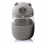 Кружка из стекла в силиконовой защите с крышкой и ремешком Piggy серая SKL11-203689 Киев