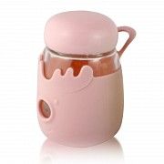Кружка из стекла с крышкой в силиконовой защите Sweet Feeling розовая SKL11-203693 Киев