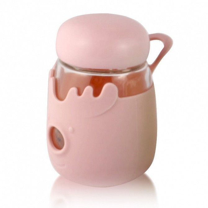 Кружка из стекла с крышкой в силиконовой защите Sweet Feeling розовая SKL11-203693 Киев - изображение 1