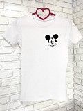 Женская футболка хлопок белая с принтом Mickey Mouse микки маус SKL59-259643 Киев